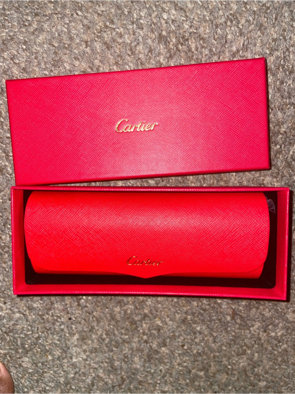 Cartier Red Leather Eyewear Case with Gold Logo